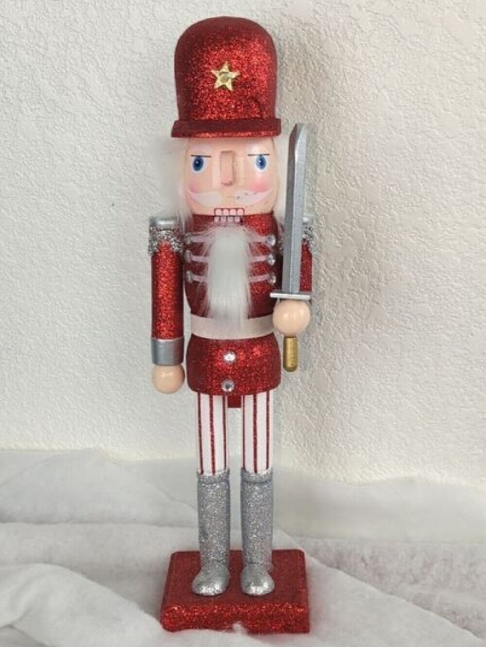 14" Wooden Nutcracker Glittering Soldier Santa Claus! Price Firm!